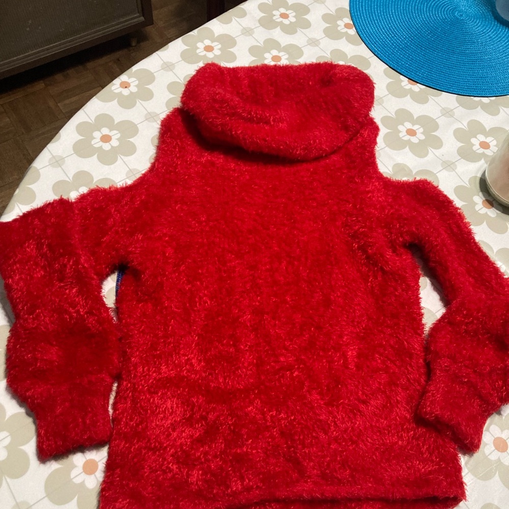 Bebe Turtleneck w/cold shoulder angora texture sweater (cotton/poly blend) -